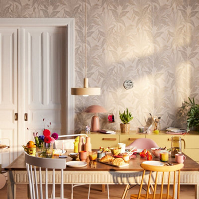Galerie Welcome Home Bronze Brown Botanical Leaves Wallpaper from B&Q