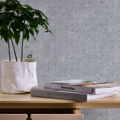 Galerie Welcome Home Beige Industrial Harlequin Motif Wallpaper from B&Q