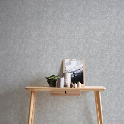 Galerie Welcome Home Silver Grey Industrial Harlequin Motif Wallpaper from B&Q