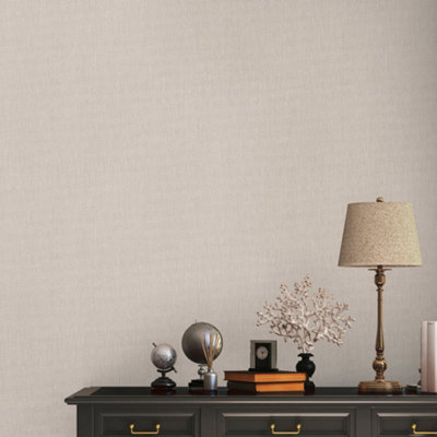 Galerie Welcome Home Bronze Brown Cotton Texture Wallpaper from B&Q