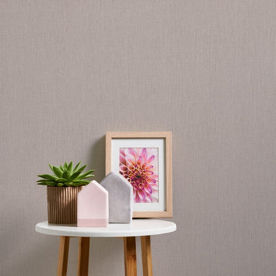Galerie Welcome Home Bronze Brown Cotton Texture Wallpaper from B&Q