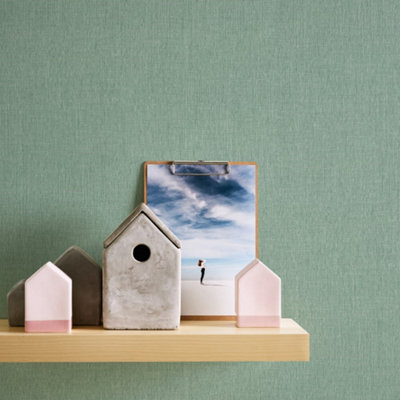 Galerie Welcome Home Green Cotton Texture Wallpaper from B&Q