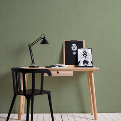 Galerie Welcome Home Green Cotton Texture Wallpaper from B&Q