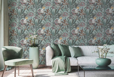 As Creation Bricoflor Non-Woven Wallpaper In Green10,05 X 0,53 M from B&Q