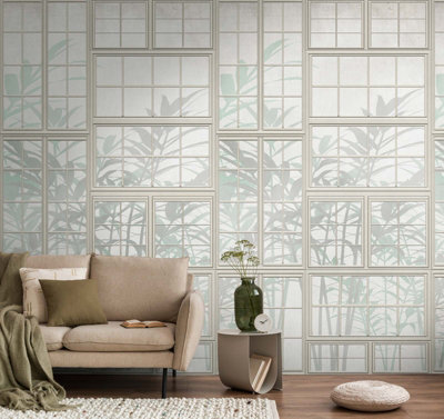 As Creation Bricoflor Non-Woven WallpaperFunky WallpaperLeaf & Palm In BeigeCreamGreen1,59 X 2,8 M from B&Q