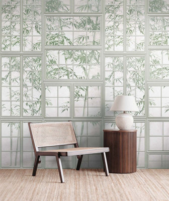 As Creation Bricoflor Non-Woven WallpaperFunky WallpaperLeaf & PalmChinoiserie In GreyGreenWhite1,59 X 2,8 M from B&Q