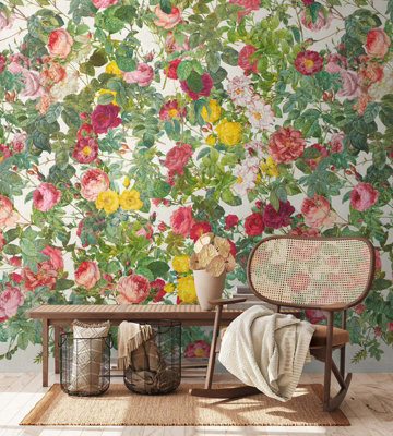 As Creation Bricoflor Non-Woven WallpaperFloral Wallpaper In GreenPinkRed1,59 X 2,8 M from B&Q