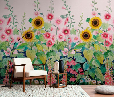 As Creation Bricoflor Non-Woven WallpaperFloral Wallpaper In YellowGreenPink1,59 X 2,8 M from B&Q