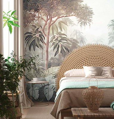 As Creation Bricoflor Non-Woven WallpaperFunky WallpaperJungle & Tropical In BlueBrownMulticoloured3,71 X 2,8 M from B&Q