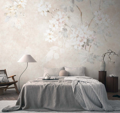 As Creation Bricoflor Non-Woven WallpaperFloral WallpaperVintage In BeigeCreamGrey3,71 X 2,8 M from B&Q