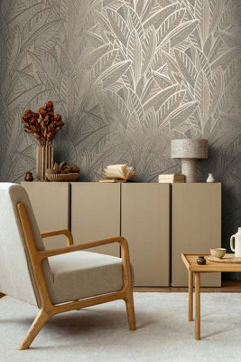 As Creation Bricoflor Non-Woven WallpaperLeaf & Palm Wallpaper In Gold10,05 X 0,53 M from B&Q