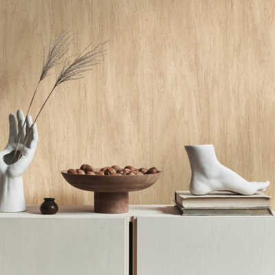 Galerie Beige Wood Effect Motif Wallpaper from B&Q