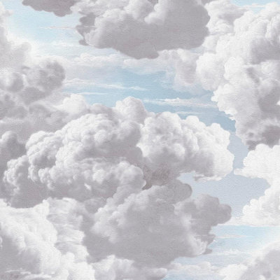 As Creation Grey Blue Metropolis Painted Cloud Wallpaper Textured Paste The Wall Vinyl from B&Q