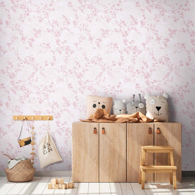 As Creation Bricoflor Non-Woven WallpaperFloral Wallpaper In PastellPink10,05 X 0,53 M from B&Q