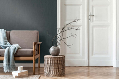 As Creation Bricoflor Non-Woven WallpaperPlain Wallpaper In BlackAnthracite10,05 X 0,53 M