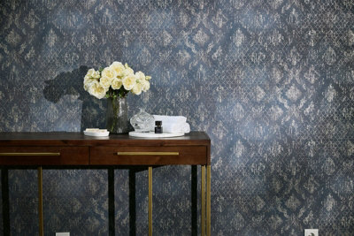 As Creation Bricoflor Non-Woven WallpaperDamask WallpaperCountryVintage In BlueSilver10,05 X 0,53 M from B&Q