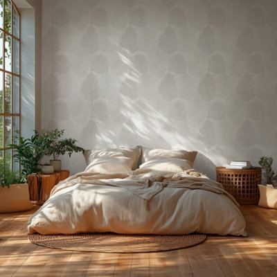 Galerie Horizon Grey Palm Leaf Wallpaper from B&Q