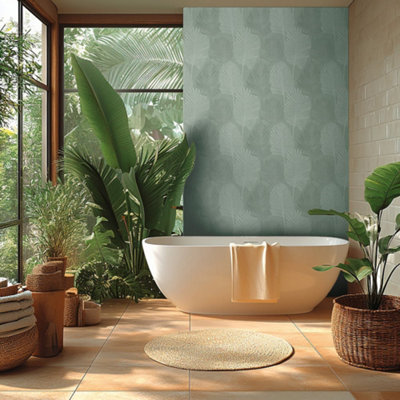 Galerie Horizon Green Palm Leaf Wallpaper from B&Q