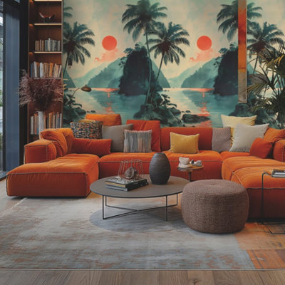 Galerie Horizon Green Tropical Sunset Mural from B&Q