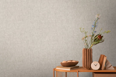 As Creation Bricoflor Non-Woven WallpaperPlain Wallpaper In Grey10,05 X 0,53 M from B&Q
