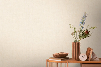 As Creation Bricoflor Non-Woven WallpaperPlain Wallpaper In Beige10,05 X 0,53 M from B&Q