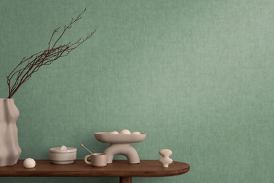 As Creation Bricoflor Non-Woven WallpaperPlain Wallpaper In Green10,05 X 0,53 M from B&Q