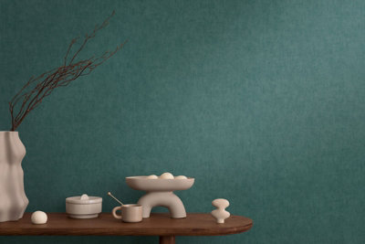 As Creation Bricoflor Non-Woven WallpaperPlain Wallpaper In Green10,05 X 0,53 M from B&Q
