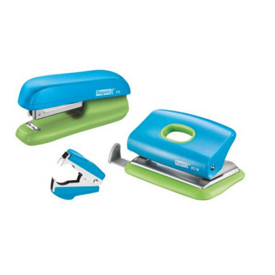 Rapid Mini Blue Green F5 Stapler & Hole Punch Set from B&Q