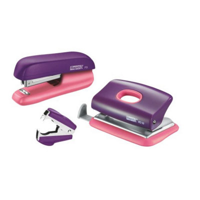 Rapid Mini Purple Apricot F5 Stapler & Hole Punch Set from B&Q