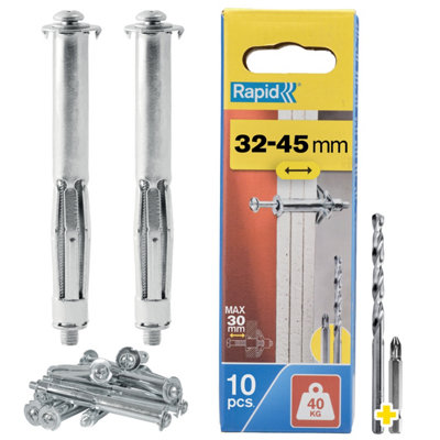 B&Q -  Hollow Wall Anchor For 32-45mm Wall Thickness 40Kg LoadPack Of 10