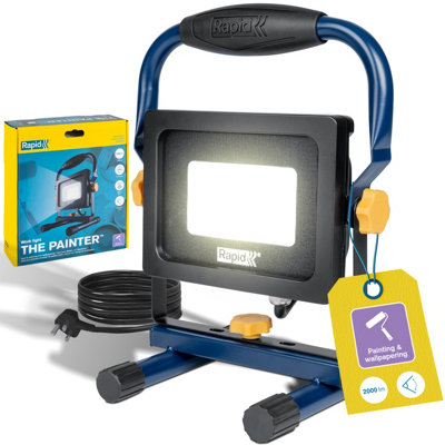 Rapid Led Work Light The Painter Powerful 2000 Lumen Adjustable Light Angle Anti-Glare Ip65 Flood Light 6000K 2.5M Cord from B&Q
