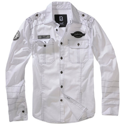 Brandit Luis Vintage Shirt With Badges White Size Large from B&Q