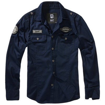 Brandit Luis Vintage Shirt With Badges Navy Size Small from B&Q
