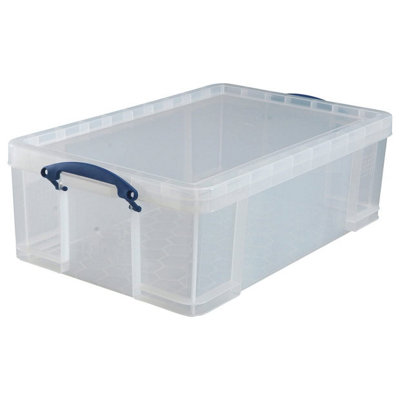 Really Useful Box Company Really Useful 50L Plastic Storage Box W710Xd440Xh230mm Clear King50C from B&Q