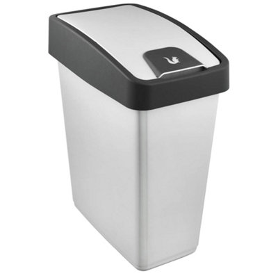 Keeeper Premium Waste Bin - 25 Litre - Flip Lid - Silver - Rectangular - Image 4