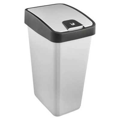 Keeeper Premium Waste Bin With Flip Lid 45 LitreSilver from B&Q
