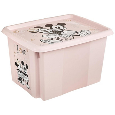 Keeeper Minnie Mouse Turn Around Stackable Box With Lid 30 Litre Nordic Pink from B&Q