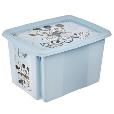 Keeeper Mickey Mouse Turn Around Stackable Box With Lid 30 Litre Cloudy Blue from B&Q