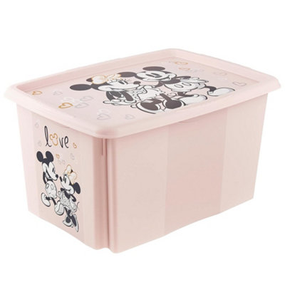 Keeeper Minnie Mouse Turn Around Stacking Box With Lid 45 Litre Nordic Pink from B&Q