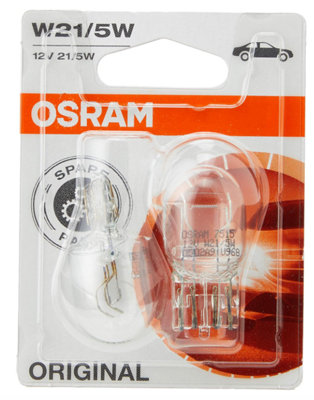 Osram 12V W21/5W Glass Wedge Base W3x16q (7515-02B) - 2 Pack