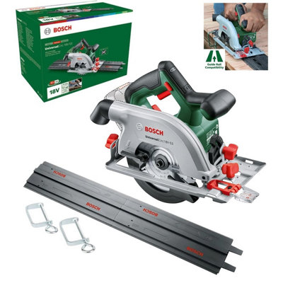 B&Q -  Cordless Circular Saw Universalcirc 18V- 2 Guide Rails + Clamps 06033B1401Bosch Power For All
