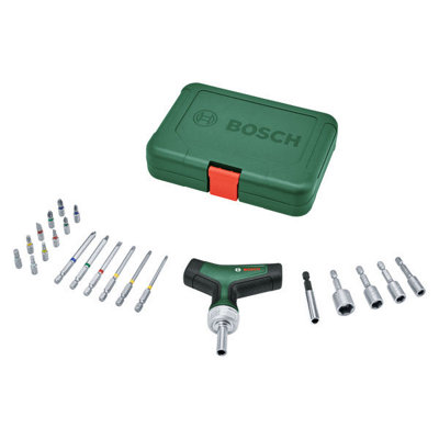 Bosch Hand Tools Bit Ratchet Screwdriver T-Handle Set 1600A02Z9T from B&Q