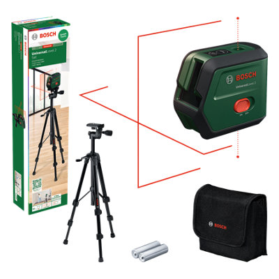 Bosch Cross Line Laser With Plumb Function Universallevel 2 Set 0603663F01 from B&Q