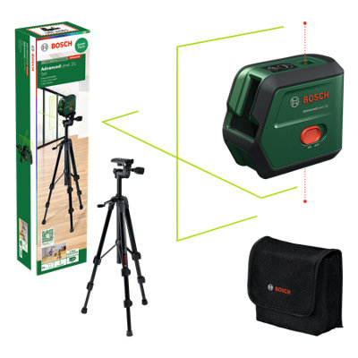 Bosch Cross Line Laser With Plumb Function Advancedlevel 2G Set  0603663G01 from B&Q