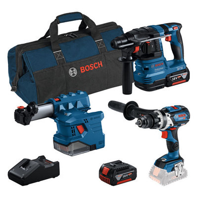 Bosch Pro 18V Combo Kit 3 Tool Kit 18V Gsb + Gbh + Gde + 2X Gba 4.0Ah Gal 18V-40 from B&Q