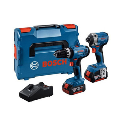 Bosch GSB 18V-25 + GDR 18V-215 2x 18V 4.0Ah Battery GAL 18V-40 Charger - Image 3