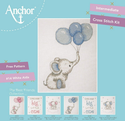B&Q Boy Balloons - Counted Cross Stitch Kit: Baby Sets: Boy Balloons - Anchor