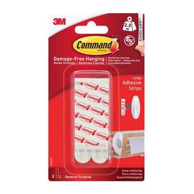 B&Q -  Large White Adhesive Strip (Holds)4.4KgSet Of 8