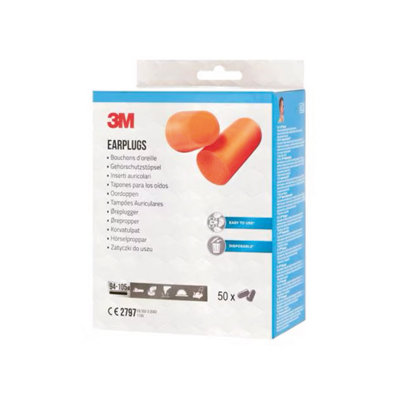 3M  Disposable Earplugs 1100 Soft Foam Orange (Pack of 50)  - Image 3