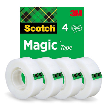 Scotch Magic Tape, 4 Rolls 19 Mm X 33 M -Labelling & Sealing